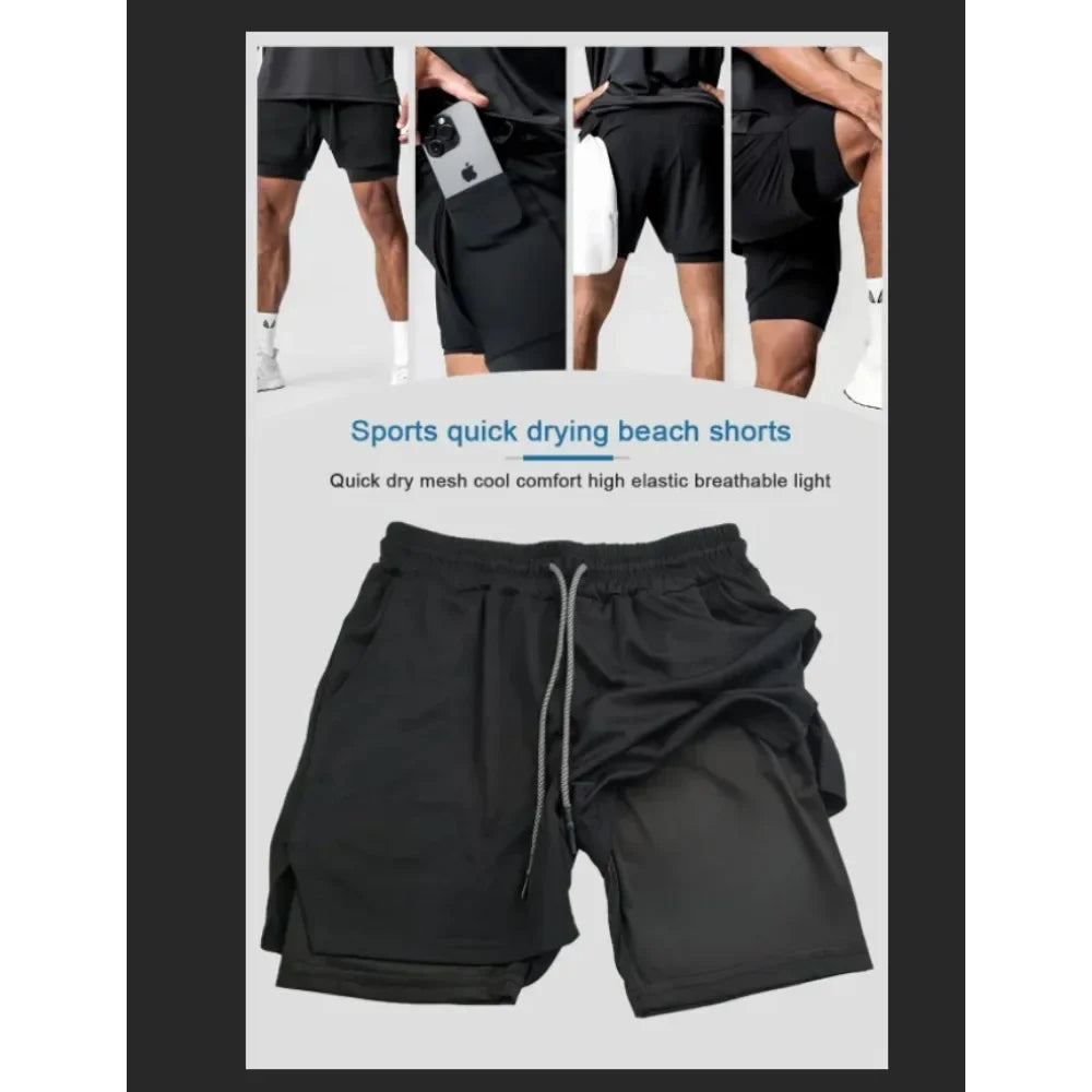 Pantalones cortos de doble capa con estampado periférico de Luffy de Anime clásico de una pieza, pantalones deportivos transpirables holgados de verano americano 2025 para hombre