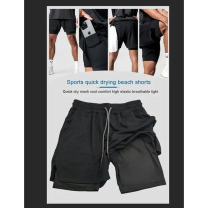 Pantalones cortos de doble capa con estampado periférico de Luffy de Anime clásico de una pieza, pantalones deportivos transpirables holgados de verano americano 2025 para hombre
